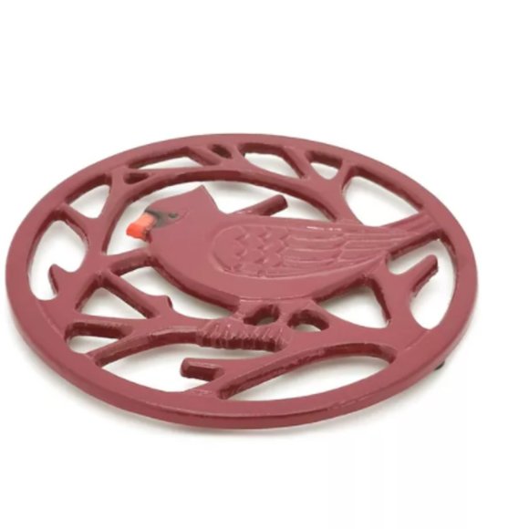 Cardinal Red Bird Cast Iron Yuletide Trivet Heavyweight 8" NEW w/tags - Picture 2 of 2